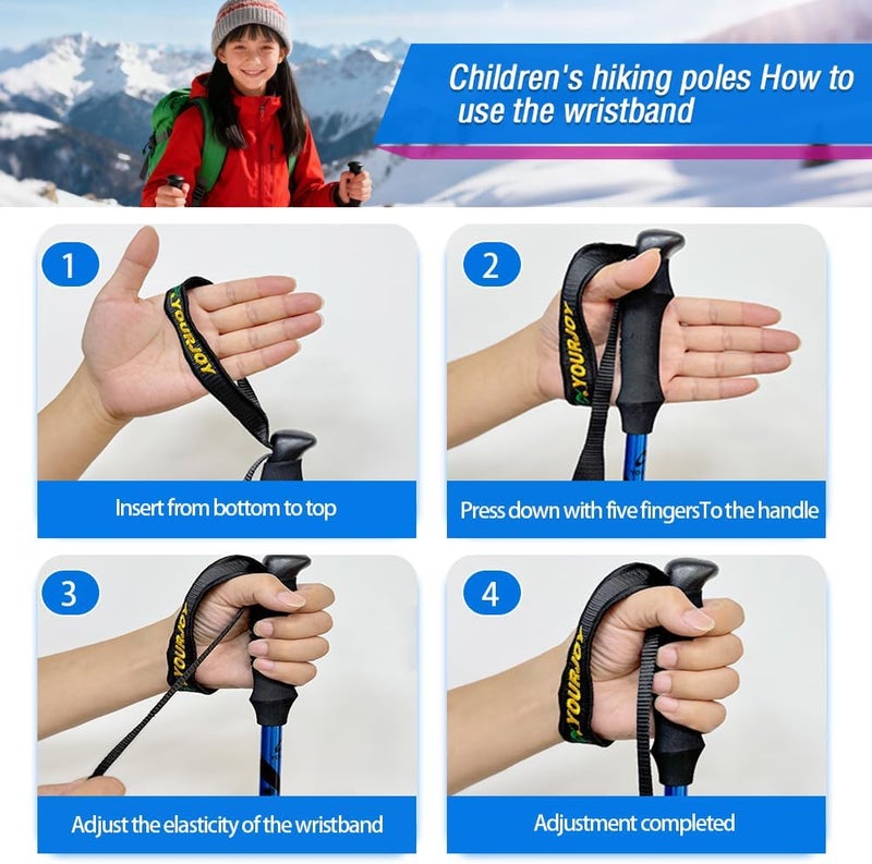 yourjoy Hiking Trekking Poles for Kids, 2 Pack Anti Shock, Adjustable, Collapsible Hiking Poles for Trekking or Walking, Lightweight Aluminum Sticks - Image 3
